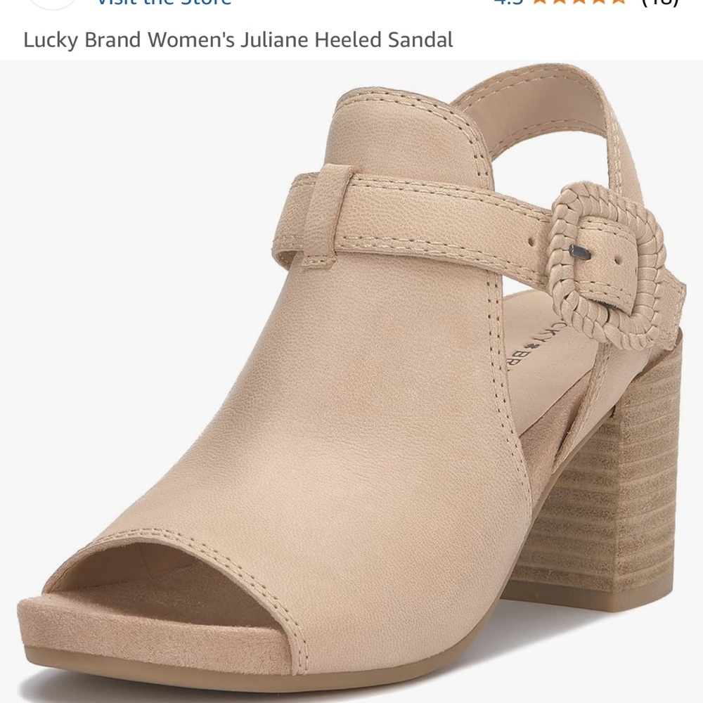 Lucky Brand New Juliane Heeled Women's Beige Leather Sandals. Size 10M